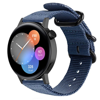 Strap-it Huawei Watch GT 3 42mm nylon gesp band (blauw)