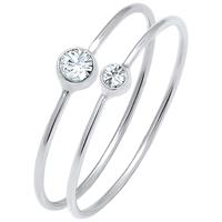 Elli Elli Ringen Dames Set Elegant Basic met Kristallen in 925 Sterling Zilver