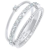 Elli Elli Ring Dames Stapel Elegante Feestelijke Gelaagde Look met Kristallen in 925 Sterling Zilver
