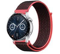 Strap-it Huawei Watch GT 3 46mm nylon band (zwart/rood)