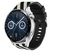 Strap-it Huawei Watch GT 3 46mm gestreept siliconen bandje (zwart/wit)