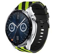 Strap-it Huawei Watch GT 3 46mm gestreept siliconen bandje (zwart/geel)