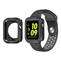 Strap-itÂ Strap-it Apple Watch 7 sport band + TPU case (zwart/grijs)