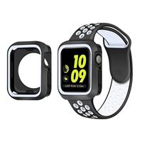 Strap-itÂ Strap-it Apple Watch 7 sport band + TPU case (wit/zwart)