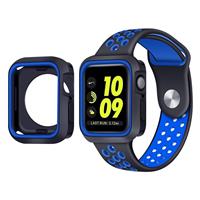 Strap-itÂ Strap-it Apple Watch 7 sport band + TPU case (zwart/blauw)