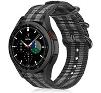 Strap-itÂ Strap-it Samsung Galaxy Watch 4 Classic 46mm nylon gesp band (zwart/grijs)