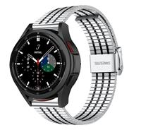 Strap-itÂ Strap-it Samsung Galaxy Watch 4 Classic 46mm roestvrij stalen band (zilver/zwart)