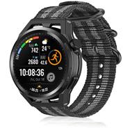 Strap-itÂ Strap-it Huawei Watch GT Runner nylon gesp band (zwart/grijs)