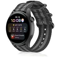 Strap-itÂ Strap-it Huawei Watch 3 (Pro) nylon gesp band (zwart/grijs)