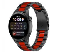Strap-itÂ Strap-it Huawei Watch 3 (Pro) stalen band (zwart/rood)