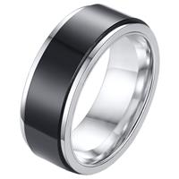 LGT JWLS RVS heren ring Spinner Zilver met Zwart-21mm