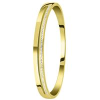 Lucardi Stalen armband bangle gold wit kristal