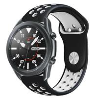 Strap-itÂ Strap-it Samsung Galaxy Watch 3 sport band 45mm (zwart/wit)