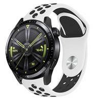 Strap-it Huawei Watch GT 3 46mm sport band (wit/zwart)
