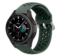 Strap-it Samsung Galaxy Watch 4 Classic 46mm siliconen bandje met gaatjes (Legergroen)