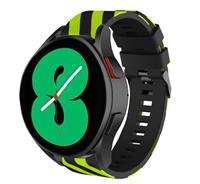 Strap-it Samsung Galaxy Watch 4 44mm gestreept siliconen bandje (zwart/geel)