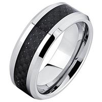 Mendes Wolfraam ring Carbon Fiber Zilver Zwart 8mm-19mm
