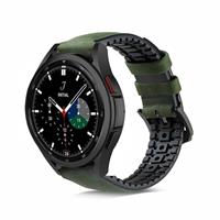 Strap-it Samsung Galaxy Watch 4 Classic 46mm siliconen / leren bandje (groen)