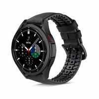 Strap-it Samsung Galaxy Watch 4 Classic 42mm siliconen / leren bandje  (zwart)