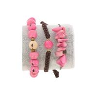 Armbanden set van tagua en acai - Laila roze/crème