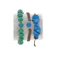 Armbanden set van tagua en acai - Laila blauw/groen