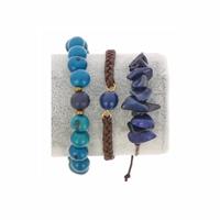 Armbanden set van tagua en acai - Laila blauw