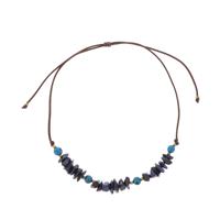Verstelbare halsketting van tagua en acai - Alicia blauw