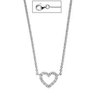 SIGO Collier Halskette Herz 925 Sterling Silber mit Zirkonia 42 cm Kette Silberkette