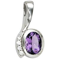 SIGO Anhänger 925 Sterling Silber rhodiniert mit Zirkonia lila violett