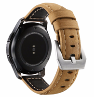 Strap-it Samsung Galaxy Watch 4 - 44mm Kalfsleren bandje (Beige)