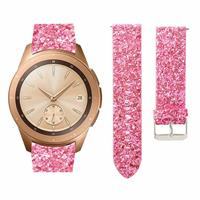 Strap-it Samsung Galaxy Watch 42mm leren glitter bandje (roze)