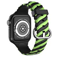 Strap-it Apple Watch Twisted siliconen bandje (zwart/geel)