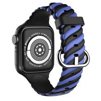 Strap-it Apple Watch Twisted siliconen bandje (zwart/blauw)