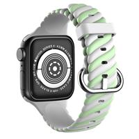 Strap-it Apple Watch Twisted siliconen bandje (wit/groen)