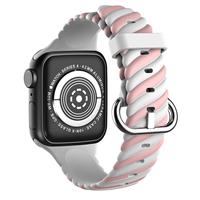 Strap-it Apple Watch Twisted siliconen bandje (wit/roze)