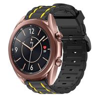 Strap-it Samsung Galaxy Watch 3 41mm sport gesp band (zwart/geel)