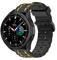 Strap-it Samsung Galaxy Watch 4 classic 42mm sport gesp band (zwart/geel)
