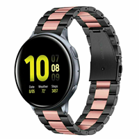 Strap-it Samsung Galaxy Watch Active stalen band (zwart/roze)