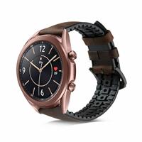 Strap-it Samsung Galaxy Watch 3 41mm siliconen / leren bandje (bruin)