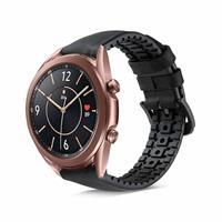 Strap-it Samsung Galaxy Watch 3 41mm siliconen / leren bandje  (zwart)