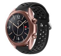 Strap-it Samsung Galaxy Watch 3 - 41mm siliconen bandje met gaatjes (zwart)