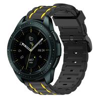 Strap-it Samsung Galaxy Watch 42 mm sport gesp band (zwart/geel)