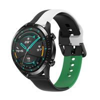Strap-it Huawei Watch GT triple sport band (zwart-wit-groen)