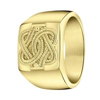 Lucardi Stalen goldplated ring Surinaamse mattenklopper
