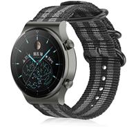 Strap-it Huawei Watch GT 2 Pro nylon gesp band (zwart/grijs)