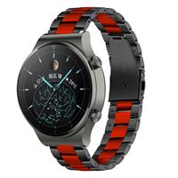 Strap-it Huawei Watch GT 2 Pro stalen band (zwart/rood)