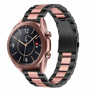 Strap-it Samsung Galaxy Watch 3 41mm stalen band (zwart/roze)
