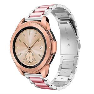 Strap-it Samsung Galaxy Watch 42mm stalen band (zilver/roze)
