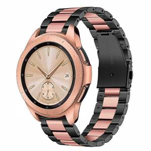 Strap-it Samsung Galaxy Watch 42mm stalen band (zwart/roze)