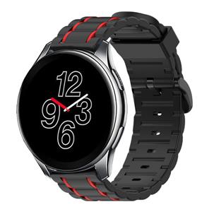 Strap-it OnePlus Watch sport gesp band (zwart/rood)